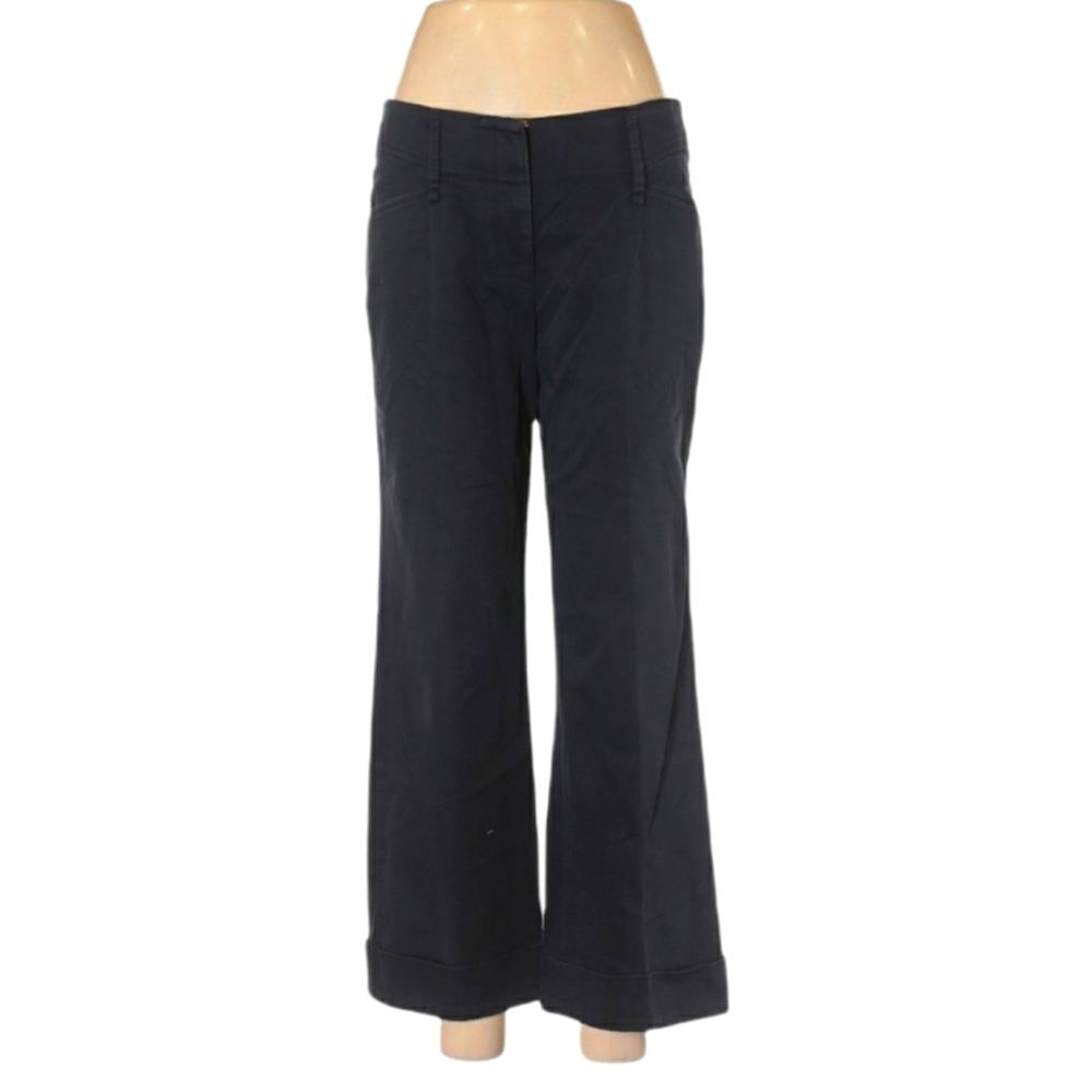 GUNEX Black Khakis Size 6 Wide‎ Leg Mid Rise European Brand Made in Italy